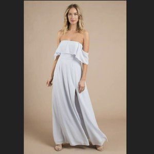 tobi champagne dress TOBI Ivory Champagne Long Evening Prom Formal Dress High Slit L